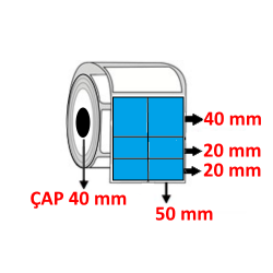 Mavi Renkli 100 mm x 80 mm (50/40+20+20) Barkod Etiketi ÇAP 40 mm ( 6 Rulo )  3.000 ADET
