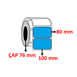 Mavi Renkli 100 mm x 80 mm Barkod Etiketi ÇAP 76 mm ( 6 Rulo )  6.000 ADET