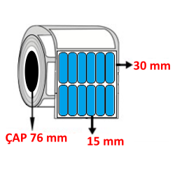 Mavi Renkli 15 mm x 30 mm YY6 Lİ Barkod Etiketi ÇAP 76 mm ( 6 Rulo ) 162.000 ADET