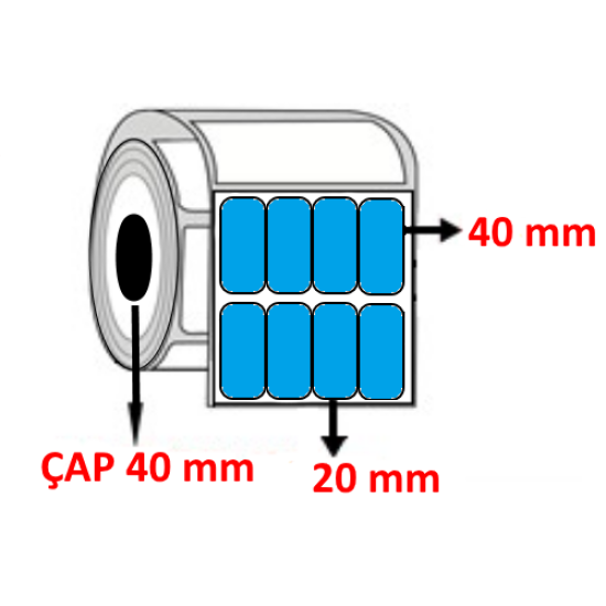 Mavi Renkli 20 mm x 40 mm YY4 LÜ Barkod Etiketi ÇAP 40 mm ( 6 Rulo )  27.600 ADET