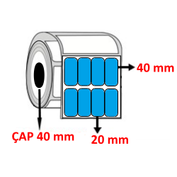 Mavi Renkli 20 mm x 40 mm YY4 LÜ Kuşe Barkod Etiketi ÇAP 40 mm ( 6 Rulo ) 27.600 ADET