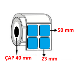 Mavi Renkli 23 mm x 50 mm YY2 Lİ Barkod Etiketi ÇAP 40 mm ( 6 Rulo )  21.000 ADET