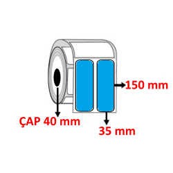 Mavi Renkli 35 mm x 150 mm YY2 Lİ Barkod Etiketi ÇAP 40 mm ( 6 Rulo ) 4.800 ADET