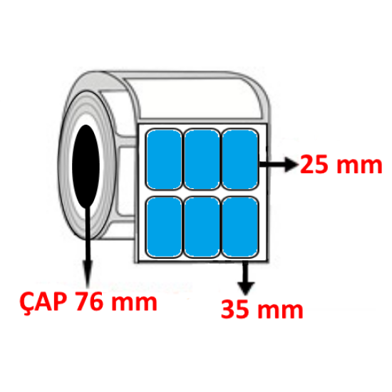 Mavi Renkli 35 mm x 25 mm YY3LÜ Barkod Etiketi ÇAP 76 mm ( 6 Rulo ) 60.000 ADET