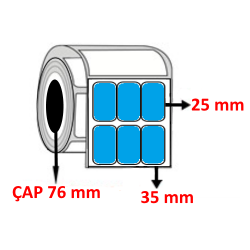 Mavi Renkli 35 mm x 25 mm YY3LÜ Kuşe Barkod Etiketi ÇAP 76 mm ( 6 Rulo ) 60.000 ADET