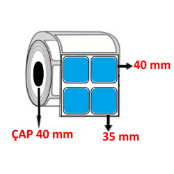Mavi Renkli 35 mm x 40 mm YY2 Lİ Barkod Etiketi ÇAP 40 mm ( 6 Rulo ) 18.000 ADET