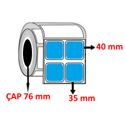 Mavi Renkli 35 mm x 40 mm YY2 Lİ Barkod Etiketi ÇAP 76 mm ( 6 Rulo ) 36.000 ADET
