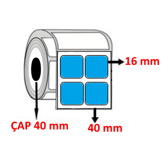 Mavi Renkli 40 mm x 16 mm YY2 Lİ Kuşe Barkod Etiketi ÇAP 40 mm ( 6 Rulo ) 30.000 ADET