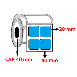 Mavi Renkli 40 mm x 20 mm YY2 Lİ Barkod Etiketi ÇAP 40 mm ( 6 Rulo ) 24.000 ADET