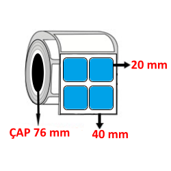 Mavi Renkli 40 mm x 20 mm YY2 Lİ Barkod Etiketi ÇAP 76 mm ( 6 Rulo ) 78.000 ADET