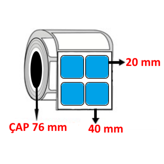 Mavi Renkli 40 mm x 20 mm YY2 Lİ Kuşe Barkod Etiketi ÇAP 76 mm ( 6 Rulo ) 78.000 ADET