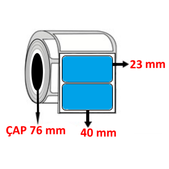 Mavi Renkli 40 mm x 23 mm  Barkod Etiketi ÇAP 76 mm ( 6 Rulo ) 30.000 ADET