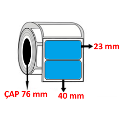 Mavi Renkli 40 mm x 23 mm  Kuşe Barkod Etiketi ÇAP 76 mm ( 6 Rulo ) 30.000 ADET