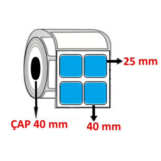 Mavi Renkli 40 mm x 25 mm YY2 Lİ Termal Barkod Etiketi ÇAP 40 mm ( 6 Rulo ) 21.000 ADET