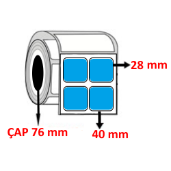 Mavi Renkli 40 mm x 28 mm YY2 Lİ Barkod Etiketi ÇAP 76 mm ( 6 Rulo )  54.000 ADET