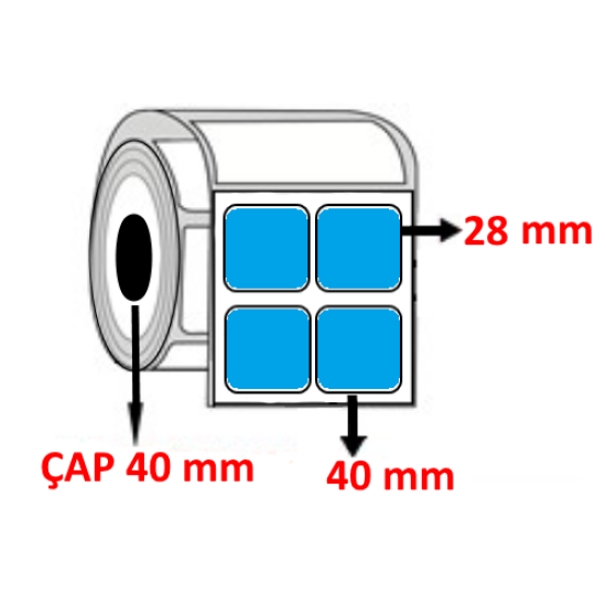 Mavi Renkli 40 mm x 28 mm YY2 Lİ Kuşe Barkod Etiketi ÇAP 40 mm ( 6 Rulo ) 18.000 ADET