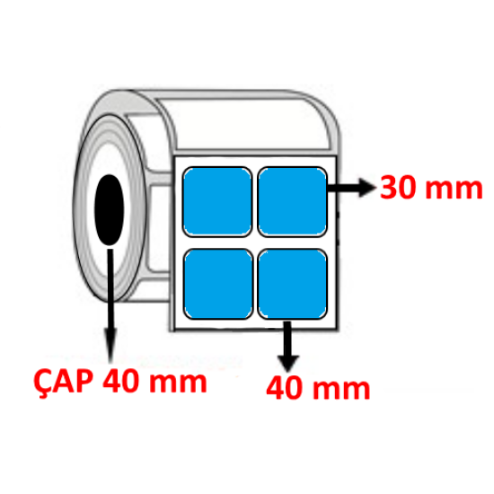 Mavi Renkli 40 mm x 30 mm YY2 Lİ Barkod Etiketi ÇAP 40 mm ( 6 Rulo ) 18.000 ADET