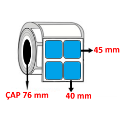 Mavi Renkli 40 mm x 45 mm YY2 Lİ Barkod Etiketi ÇAP 76 mm ( 6 Rulo ) 30.000 ADET