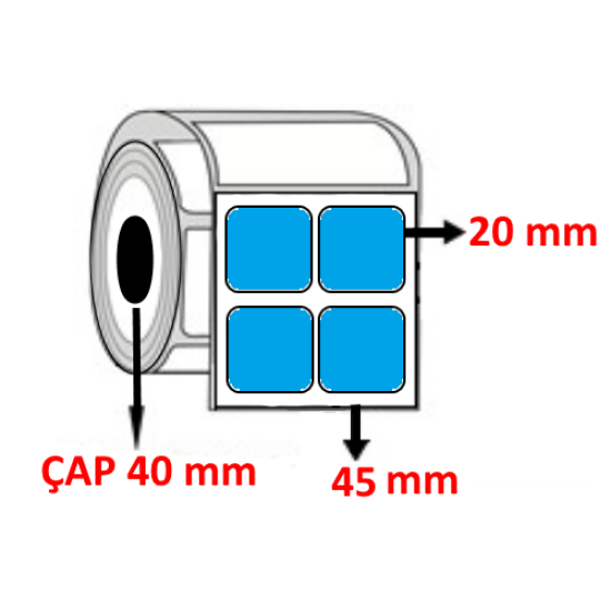 Mavi Renkli 45 mm x 20 mm YY2 Lİ Barkod Etiketi ÇAP 40 mm ( 6 Rulo )  24.000 ADET