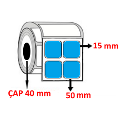 Mavi Renkli 50 mm x 15 mm YY2 Lİ Barkod Etiketi ÇAP 40 mm ( 6 Rulo ) 24.000 ADET