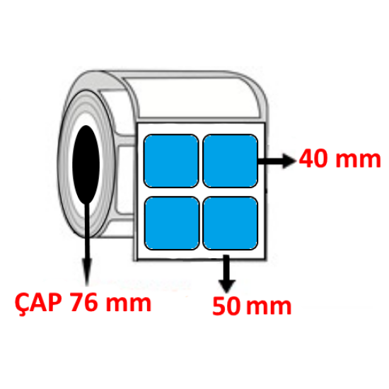 Mavi Renkli 50 mm x 40 mm YY2 Lİ Kuşe Barkod Etiketi ÇAP 76 mm ( 6 Rulo ) 42.000 ADET