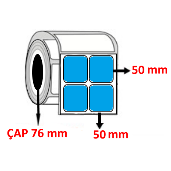 Mavi Renkli 50 mm x 50 mm YY2 Lİ Kuşe Barkod Etiketi ÇAP 76 mm ( 6 Rulo ) 36.000 ADET