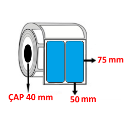 Mavi Renkli 50 mm x 75 mm YY2 Lİ Barkod Etiketi ÇAP 40 mm ( 6 Rulo ) 6.000 ADET