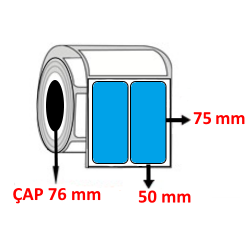 Mavi Renkli 50 mm x 75 mm YY2 Lİ Barkod Etiketi ÇAP 76 mm ( 6 Rulo ) 24.000 ADET