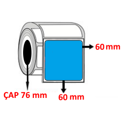 Mavi Renkli 60 mm x 60 mm Barkod Etiketi ÇAP 76 mm ( 6 Rulo ) 14.400 ADET