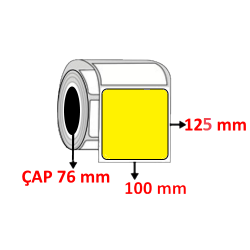 Sarı Renkli 100 mm x 125 mm Barkod Etiketi ÇAP 76 mm ( 6 Rulo ) 7.200 ADET