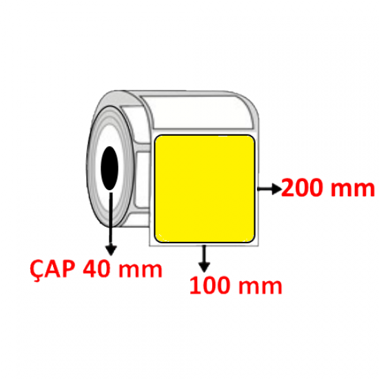Sarı Renkli 100 mm x 200 mm Barkod Etiketi ÇAP 40 mm ( 6 Rulo )  1.800 ADET