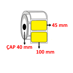Sarı Renkli 100 mm x 45 mm Barkod Etiketi ÇAP 40 mm ( 6 Rulo ) 6.000  ADET