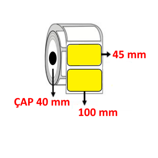 Sarı Renkli 100 mm x 45 mm Barkod Etiketi ÇAP 40 mm ( 6 Rulo ) 6.000  ADET