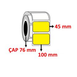 Sarı Renkli 100 mm x 45 mm Barkod Etiketi ÇAP 76 mm ( 6 Rulo ) 18.000  ADET