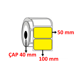Sarı Renkli 100 mm x 50 mm Barkod Etiketi ÇAP 40 mm ( 6 Rulo ) 6.000 ADET