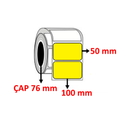 Sarı Renkli 100 mm x 50 mm Barkod Etiketi ÇAP 76 mm ( 6 Rulo ) 18.000  ADET