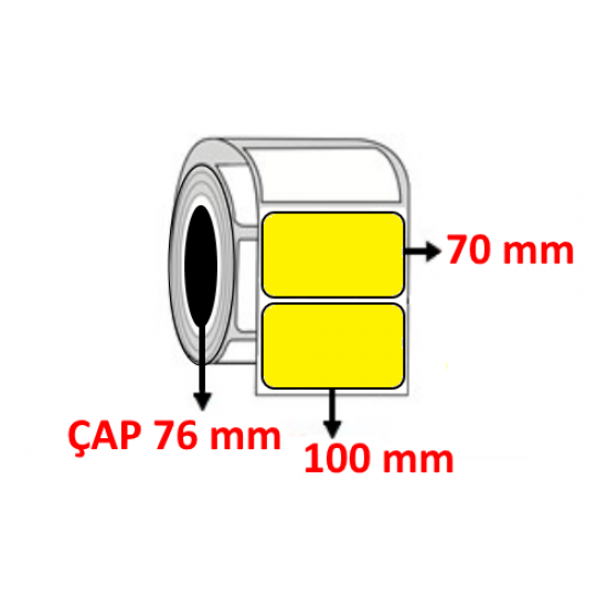 Sarı Renkli 100 mm x 70 mm Barkod Etiketi ÇAP 76 mm ( 6 Rulo ) 12.000  ADET