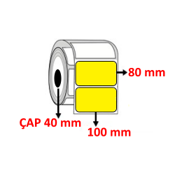 Sarı Renkli 100 mm x 80 mm Barkod Etiketi ÇAP 40 mm ( 6 Rulo ) 3.000 ADET