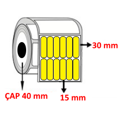 Sarı Renkli 15 mm x 30 mm YY6 LI Barkod Etiketi ÇAP 40 mm ( 6 Rulo ) 54.000 ADET