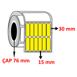 Sarı Renkli 15 mm x 30 mm YY6 Lİ Barkod Etiketi ÇAP 76 mm ( 6 Rulo ) 162.000  ADET