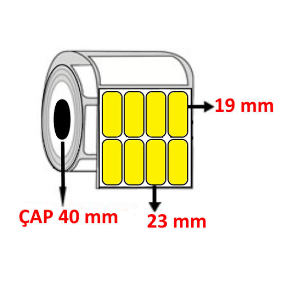 Sarı Renkli 23 mm x 19 mm YY4 LÜ Barkod Etiketi ÇAP 40 mm ( 6 Rulo ) 10.800 ADET