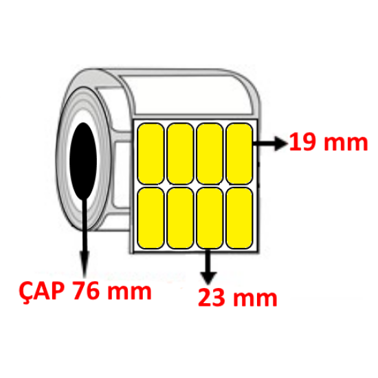 Sarı Renkli 23 mm x 19 mm YY4 LÜ Barkod Etiketi ÇAP 76 mm ( 6 Rulo ) 32.400  ADET