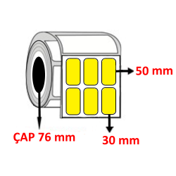 Sarı Renkli 30 mm x 50 mm YY3 LÜ Barkod Etiketi ÇAP 76 mm ( 6 Rulo ) 45.000  ADET