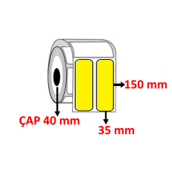 Sarı Renkli 35 mm x 100 mm YY2 Lİ Barkod Etiketi ÇAP 40 mm ( 6 Rulo ) 4.800 ADET