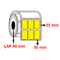 Sarı Renkli 35 mm x 25 mm YY3 LÜ Barkod Etiketi ÇAP 40 mm ( 6 Rulo ) 36.000  ADET