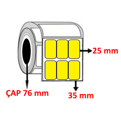 Sarı Renkli 35 mm x 25 mm YY3 LÜ Barkod Etiketi ÇAP 76 mm ( 6 Rulo ) 60.000  ADET