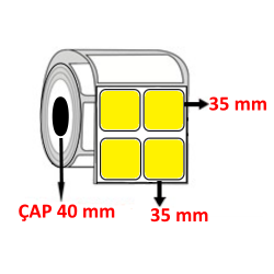 Sarı Renkli 35 mm x 35 mm YY2 Lİ Barkod Etiketi ÇAP 40 mm ( 6 Rulo ) 18.000  ADET