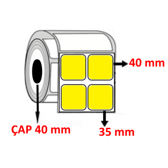 Sarı Renkli 35 mm x 40 mm YY2 Lİ Barkod Etiketi ÇAP 40 mm ( 6 Rulo ) 18.000  ADET
