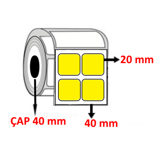 Sarı Renkli 40 mm x 20 mm YY2 Lİ Barkod Etiketi ÇAP 40 mm ( 6 Rulo ) 24.000 ADET