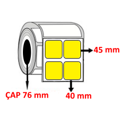 Sarı Renkli 40 mm x 45 mm YY2 Lİ Barkod Etiketi ÇAP 76 mm ( 6 Rulo ) 30.000  ADET